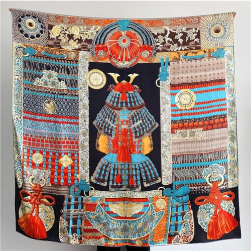 110 Silk Square Scarf Mulberry-Scarf Wrap Shawls Pure Sillk Large Scarfs Designer Satin Scarves Luxe Silk Scarf Japan samurai