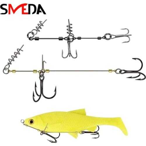 15cm Treble Hook Line Group High Carbon Hook Steel Wire Group With Spring Lock Needle Connector