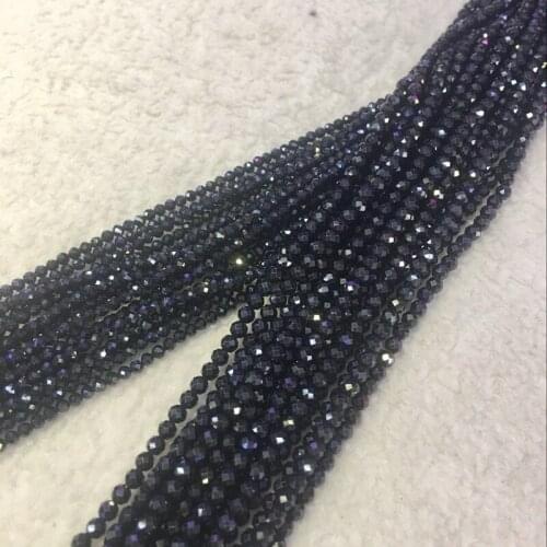 2-5MM 2Strands/Pack Cut Face AA Natural Black Spinal Semi-precious Stone Loose Strand Jewelry Beads