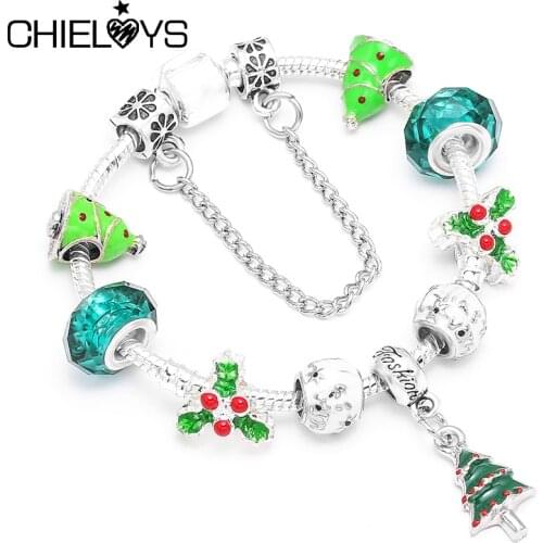 2021 New Christmas Tree Pendant Charm Bracelet With Silver Color Brand Beads Bracelet For Kids Women Xmas luxurious Jewelry Gift