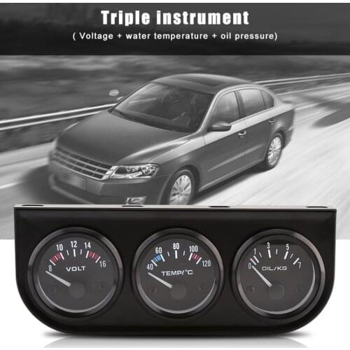 52mm Triple Gauges 3 in 1 Voltmeter+Water Temp Gauge+Oil Pressure Meter w/Sensor For Car Truck Car-Styling