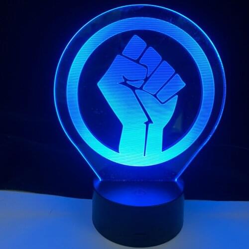Fist Against Sign Logo Design 3d lamp for Bedroom Acrylic 3D Lamp Decor Nightlight For Labor Party Gift Dropshipping Best