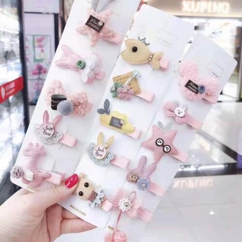 5pcs/set New Cartoon Hairclip Girls Kids Hair Clips Pin Barrettes Accessories Kawaii Children Flower Bowknot Hairpins Headdress