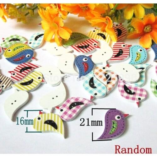 50Pcs Mixed Bird buttons for craft Scrapbooking for DIY 2 Holes 16mm x 21mm craft scrapbook sewing accessories