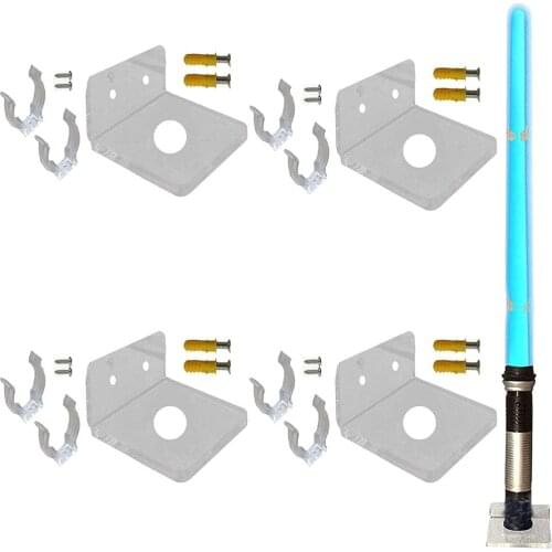 AUXPhome 4 Pack Clear Wall Display Lightsaber Rack Light Saber Holder Lightsaber Stand Light Saber Bracket Hanger Hanging for Wa