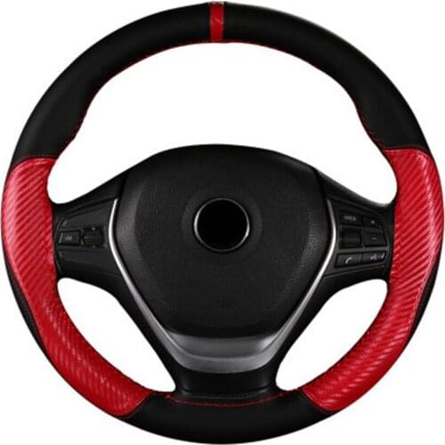 DIY Car Accessories steering wheel cover 6-color 38cm with needle and thread Artificial leather + carbon fiber leather material