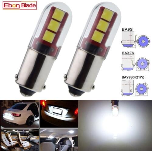 2Pcs LED BA9S BAX9S BAY9S Car Bulbs T4W T11 H6W H21W Interior Dome Map Side Wedge Lamp Auto Backup Reverse Light White 12V DC