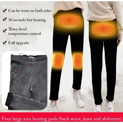 Women Winter Outdoor Hiking Heating Trousers Slim USB Charging Heated Pants Skiing Charging Electric Heated Pants Trousers