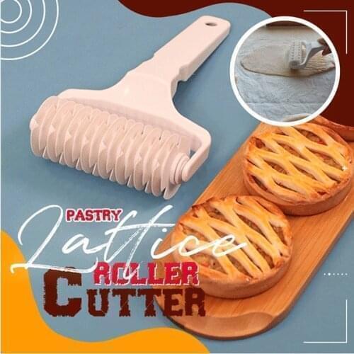 Der Geniale Teigschneider Plastic Pull Net Pizza Knife Wheel Pasta Lattice Roller Cutter Dough Biscuit Pie Kitchen Baking Tool A