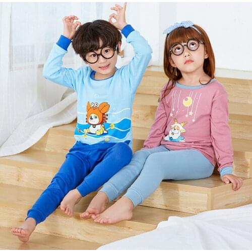 Childrens Pajamas Set Baby Suit Kids Clothes Toddler Boys Girls Cotton Cartoon Printing Tops Pant Set Christmas Home Wear 2-12Y