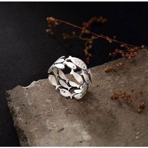 Male Female Cute Small Fish Ring Charm Bridal Silver Color Opening Wedding Rings For Women Men Dainty Metal Thin Engagement Ring