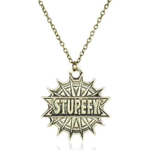 Dongsheng Movie Jewelry Fantastic Beasts and Where to Find Them Necklace STUPEFY Letter Round Pendant Necklace Retro Jewelry -30
