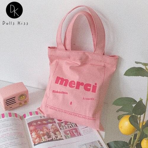 Women Canvas Shopping Bag Ladies Sweet Embroidered Shoulder Bag Female Eco-Friendly Handbag Student Book Bag Grocery Tote Bag