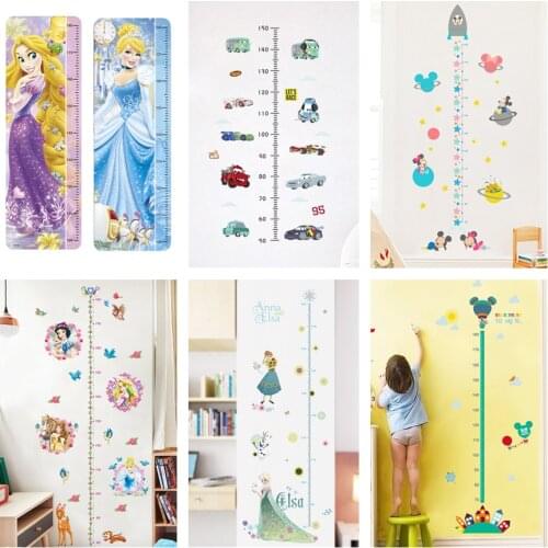 Disney Princess Car Mickey Height Sticker For Kids Room Nursery Decoration Childrens Growth Measuring Ruler DIY Cartoon Decals