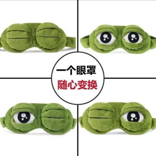 Kawaii Sad Frog 3D Plush Eye Mask Cover Anime Sleeping Blindfold Funny Cartoon Eyehade For Travel Relax Cute Gift