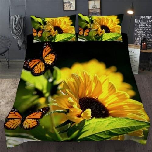 Sunflower Bedding Set 3D yellow Duvet Quilt Cover Queen Sizes Single Twin Double King Size 3pcs