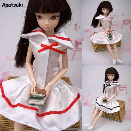 Doll Clothes For Barbie Sailor Suit For 1/6 BJD Doll One Piece BOW V-Neck Cosplay Costume Party Dress for 1:6 Dolls Girl Kid Toy