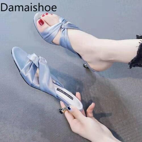 Summer Low Heel Slippers Womens Outer Wear 2021 New Trend Refined Ladies Stiletto Heel Small Heel Fairy High Heel Slipper Women