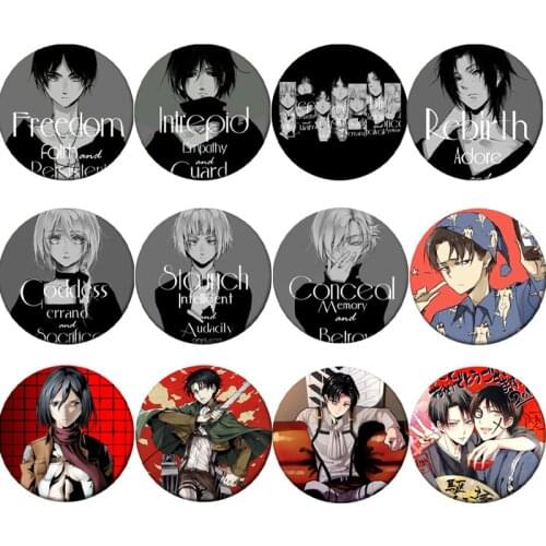 Attack on Titan Anime Badge Eren Levi Armin Arlelt Erwin Smith Zoe Hange Hans Jean Kirstein Metal Badge Brooch Pins