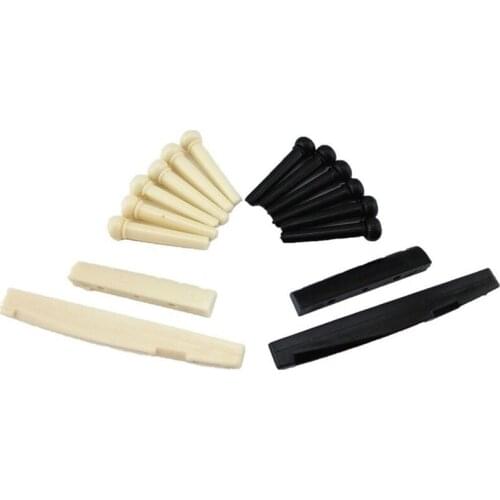 1 Sets Black and White ABS Bridge Pins & Saddle & Nut Replacement Parts for Acoustic Guitar