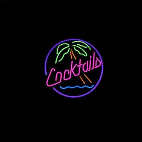 NEON SIGN For COCKTAILS tree Signboard REAL GLASS BEER BAR PUB display Restaurant Shop christmas Light Signs 17*14"