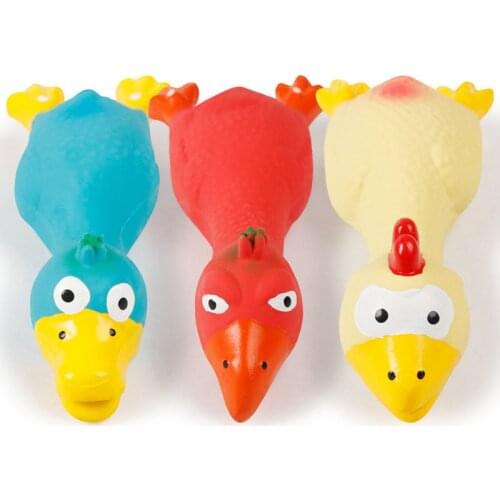 New 17cm Screaming Chicken Pets Dog Toys Squeeze Squeaky Sound Funny Pet Cat Puppy Toy Safety Rubber for Dogs Molar Chew Toys