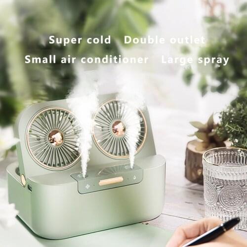 Personal Air Humidifier Fan Usb Double Leaf Double Spray Fan Portable Large Capacity Humidification Air Cooler Mist Fan#db4