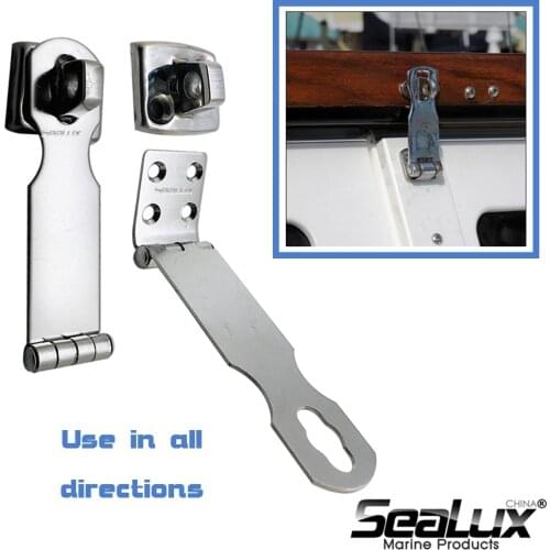 Sealux Marine grade Stainless Steel Hardware Swivel Eye Locking Safety Hasp latch for Boat Yacht Fishing Marine accessory