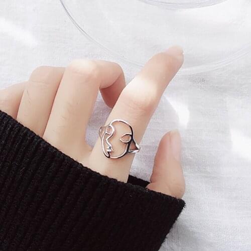 Luxury Brand Human Face Rings For Women Wedding Statement Jewelry Valentines Gifts Lover Finger Ring aneis bague femme