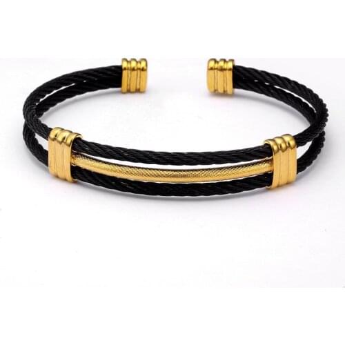 Luxury Unique Braided Stainless Steel Charm Bracelets Men Women Sporty Jewelry Male Wire Cuff Open Chain Link Bangles