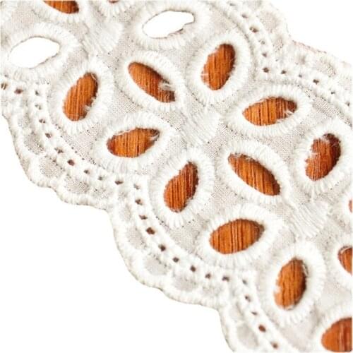 Width 2''White Simple Comfortable Elastic Embroidered Cotton Lace By The Yard For Skirt Sheet Curtain Cloth Accessories Material