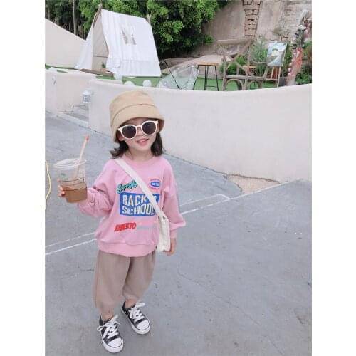 2-8 Years Toddler Girls Sweatshirts Fashion Korean Letter Printing Loose Hoodies for Girl Kids Children Pullover Sweatshirts