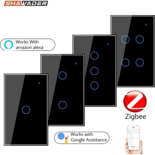 WiFi Smart Touch Wall Light Switch US Rectangle Glass Panel 2/3Way Zigbee Wireless App Remote Control Tuya Alexa Google Home