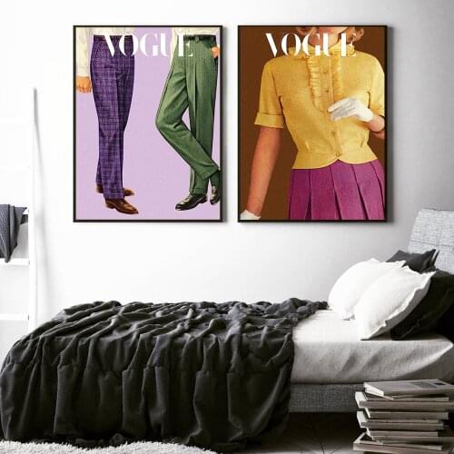 Vintage Fashion Purple and Green Pants Posters Prints Art Canvas Painting Nordic Style Fashion Woman Wall Pictures Home Decor