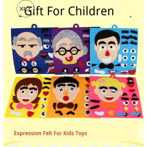 XICC Human Expression Felt For Kids Toys Handmade Teaching Package Non-woven Emotion Change DIY Puzzle Toys Parents Cooperation