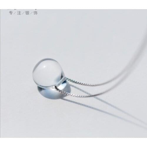 925 Silver Necklace Female Pendant Korean Mermaid Tears Water Drops Natural White Crystal From Swarovskis Chainbone Chain