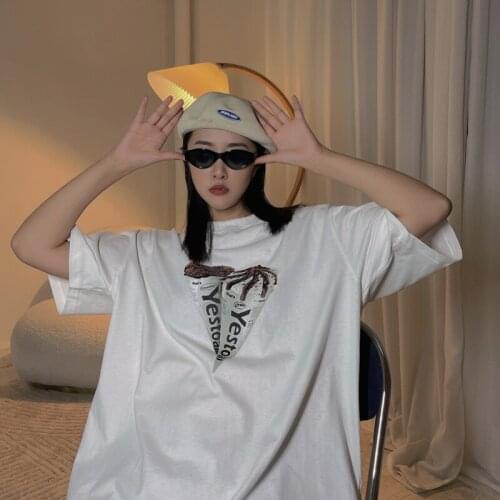 Salt Vintage sweet cool print short sleeve T-shirts womens oversize Korean Pullover tees