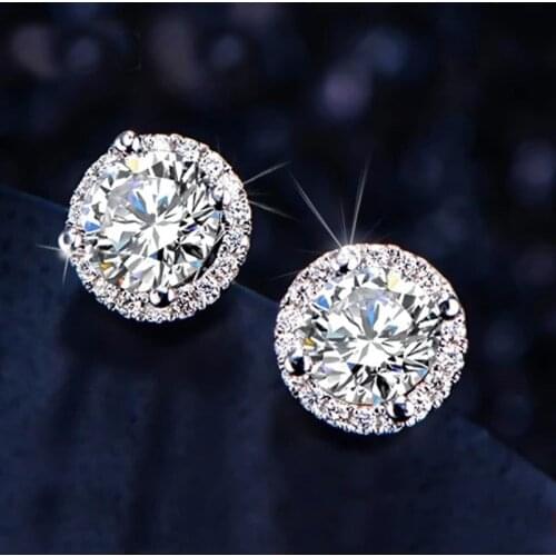 Womens Gold Earrings 14K Moissan diamond D color genuine bride engagement jewelry birthday gift