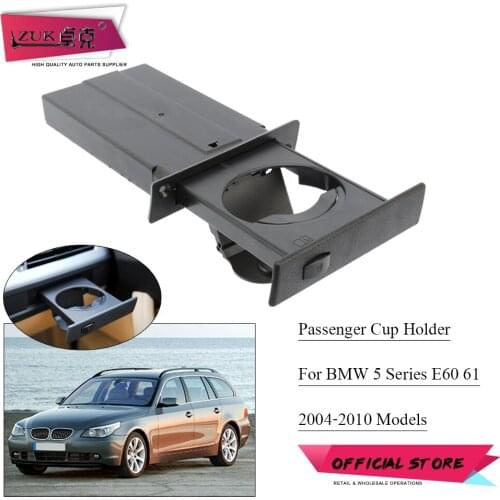 ZUK Car Front Passenger Retractable Cup Holder Black For BMW 520 523 525 528 530 535 540 550 M5 E60 E61 2004-2010 Drink Rack