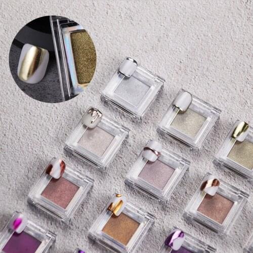 1 Box Solid Mirror Powder Rose Gold Silver Nail Art Glitter Champange UV Gel Polish Chrome Dust Metallic Effect Pigment Dust