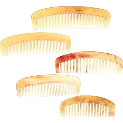 1 Pc 5 Sizes Hairdressing Barber Tool Natural Amber Ox Horn Comb of Hair No Static Health Care Hair Brush Length 10-16cm