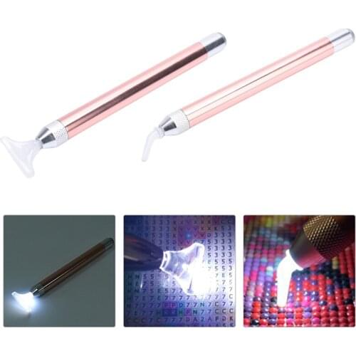 1 Pcs Practical Diamond Paint Pen Illuminated Dot Pen with Magnifying Glass Craft Tools Drill Tools Diamond Painting Tools