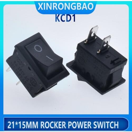 10pcs KCD1-101 rocker power switch 6A250V 10A125V Button switch SKPT 2 feet 15*21mm on/off control switch black Hot sale ON-OFF
