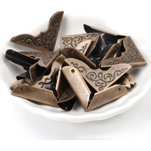 20Pcs Bronze Metal Book Corner Trilateral Album Menus Folders Box Corner Protectors For Decor Gold Decoration 30x30x3.5mm