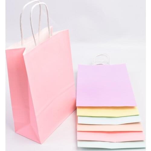 6pcs Kraft Paper Gift Bags Pastel Bag Boy Girl Baby Shower Supplies Candy Rainbow Unicorn Birthday Party Decoration Wedding