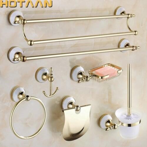 Free shipping,stainless steel Bathroom Accessories Set,Robe hook,Paper Holder,Towel Bar,Gold bathroom sets, HT-817800G-T