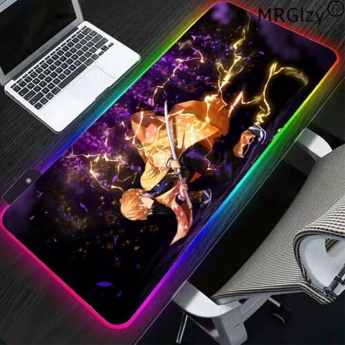 MRGLZY anime big mouse RBG gaming console accessories daskmat natural rubber non-slip household carpet mat LED XXL