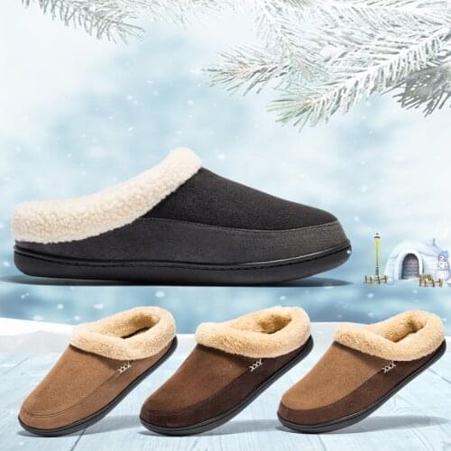 Brand Home Cotton Slippers Men Winter Bathroom Plush Shoes Male Warm Australia Style Male House Indoor Man Solid Adult Pantufa