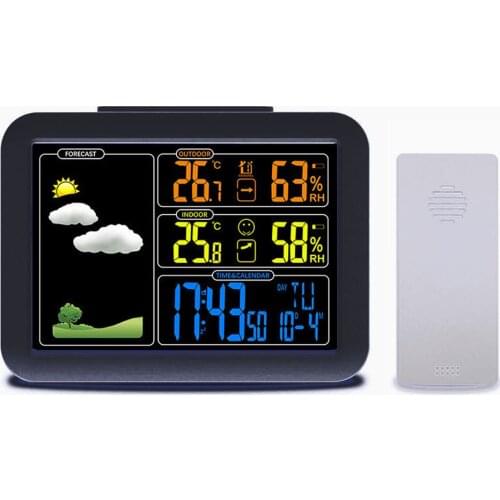 Digital Wireless Weather Station Indoor Outdoor Sensor Thermometer Hygrometer Digital Alarm Clock Barometer Forecast Color