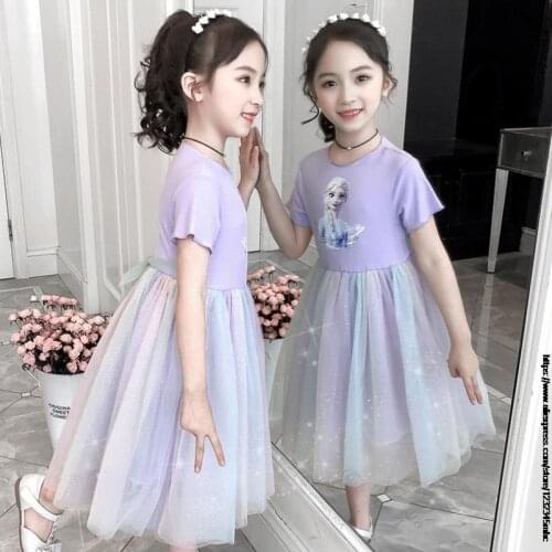 Disney Girl Dress For Birthday Party 3-8 Years Frozen Elsa Anna Children Girls Dress Kids Wear Robe Fille